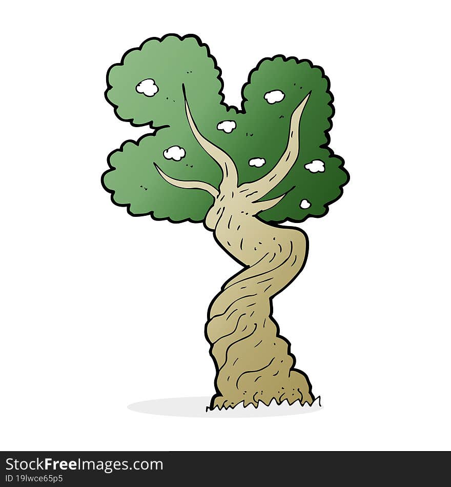 cartoon twisted old tree
