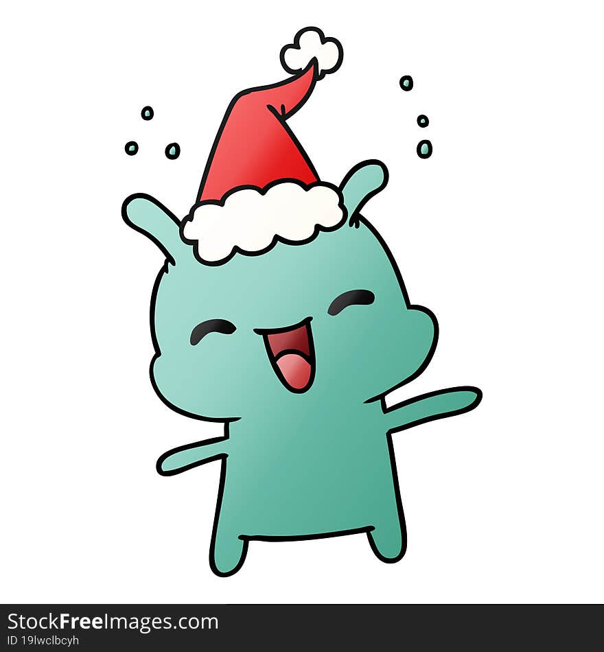 christmas gradient cartoon of kawaii alien