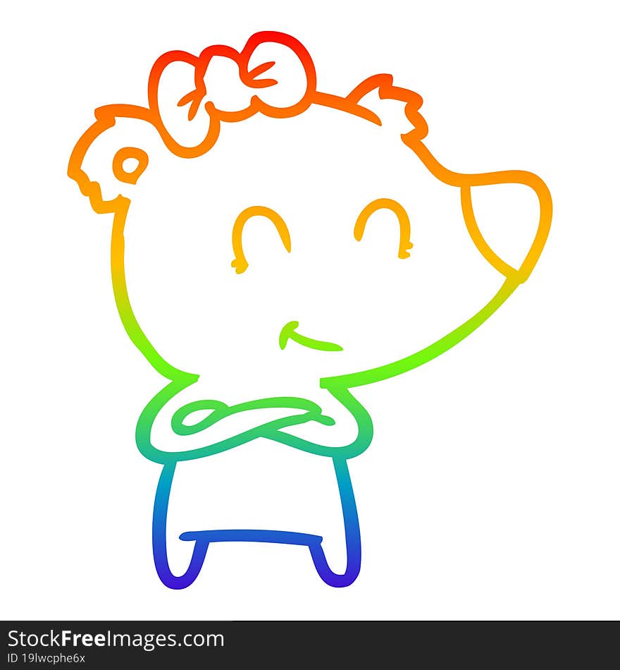 rainbow gradient line drawing female bear cartoon