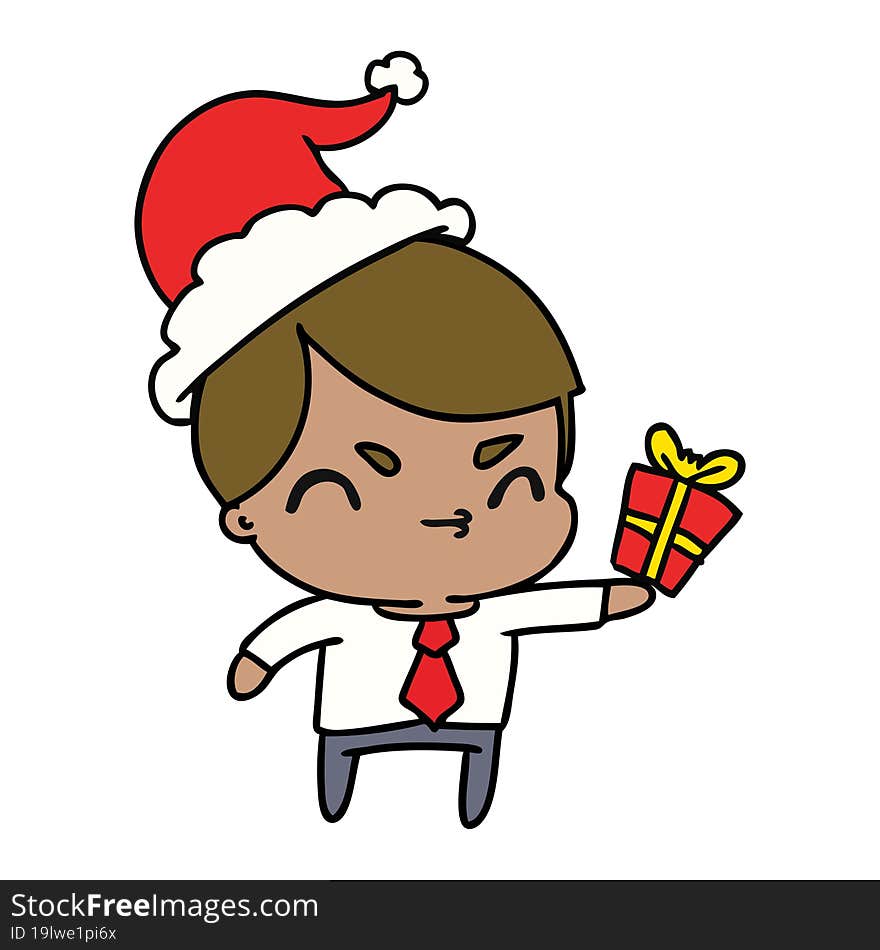 christmas cartoon of kawaii boy