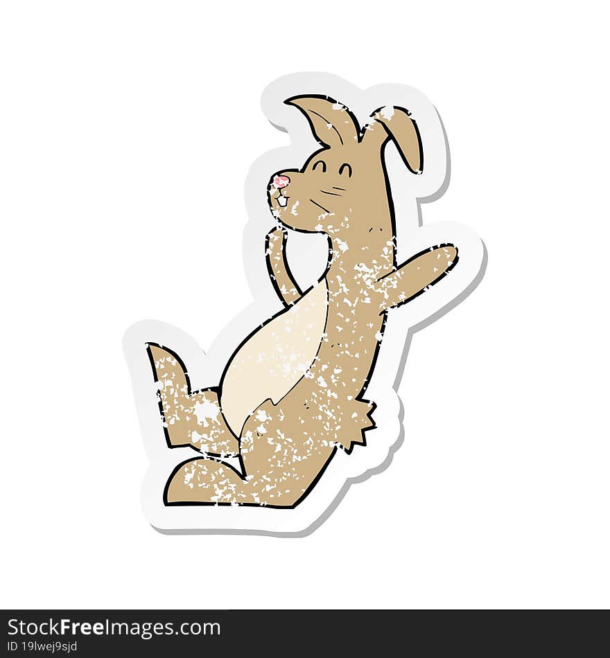 retro distressed sticker of a cartoon hare