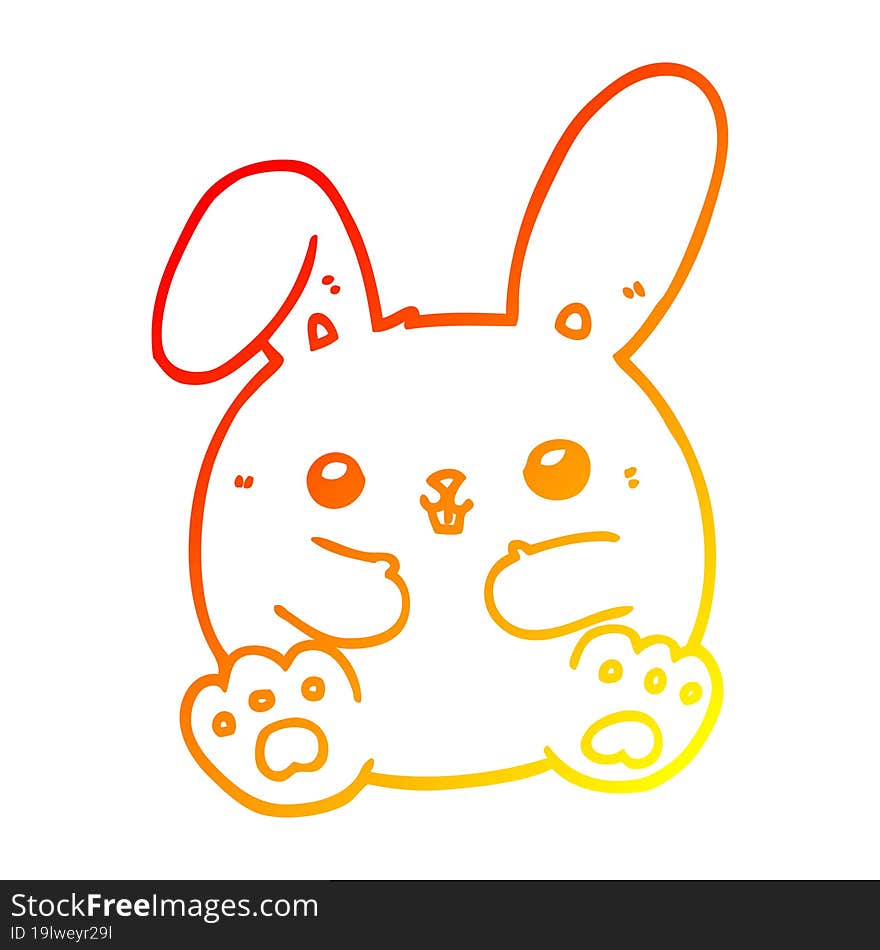 Warm Gradient Line Drawing Cartoon Rabbit