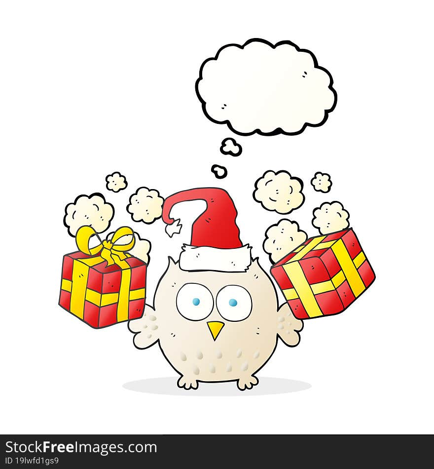 thought bubble cartoon christmas owl