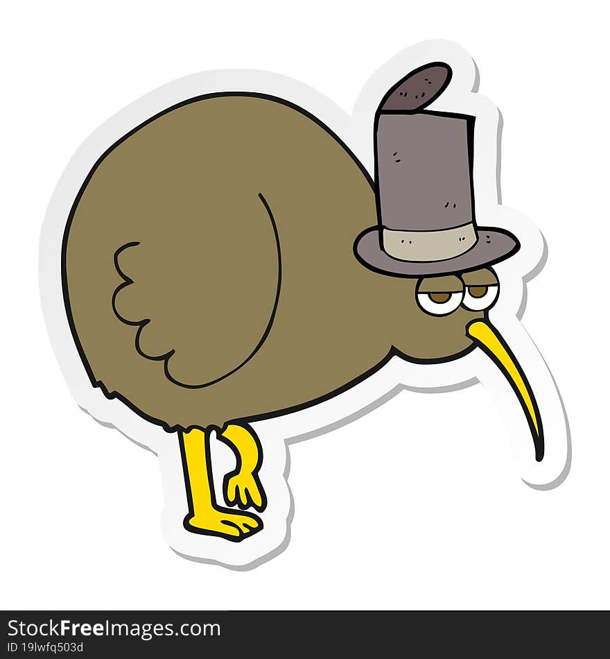 sticker of a cartoon kiwi bird