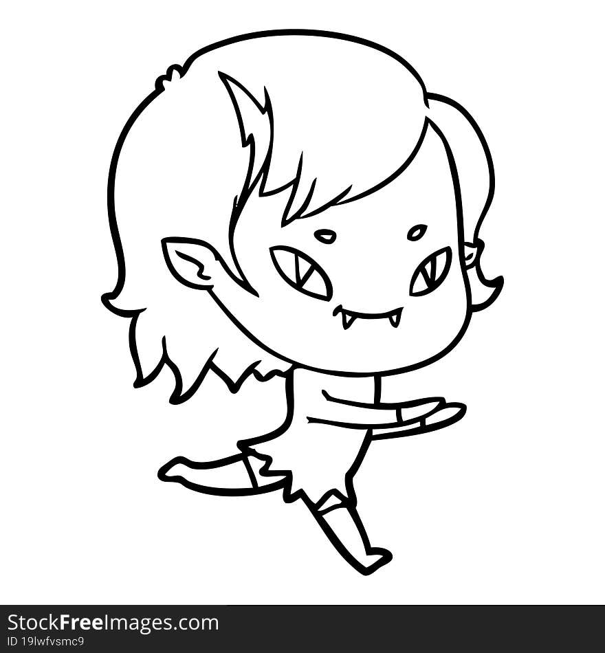 cartoon friendly vampire girl running. cartoon friendly vampire girl running