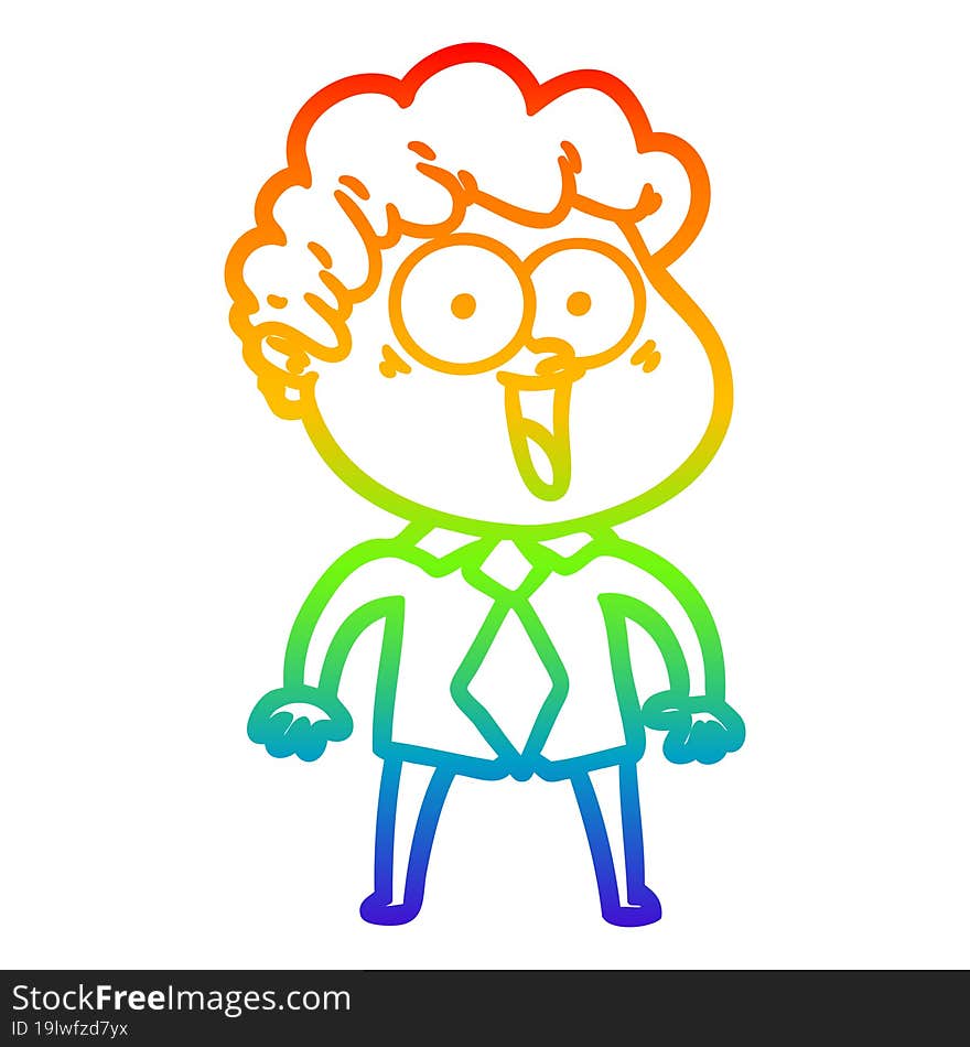 rainbow gradient line drawing cartoon happy man