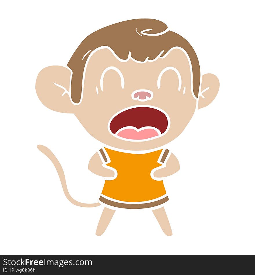 Shouting Flat Color Style Cartoon Monkey