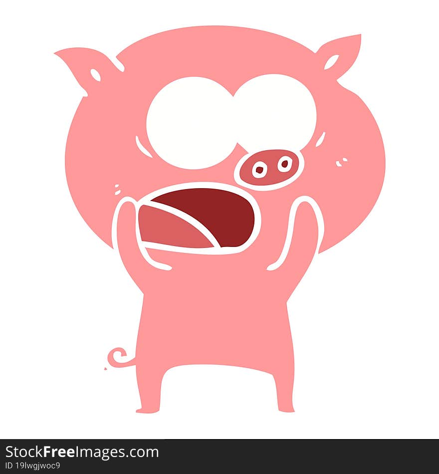 Flat Color Style Cartoon Pig Shouting