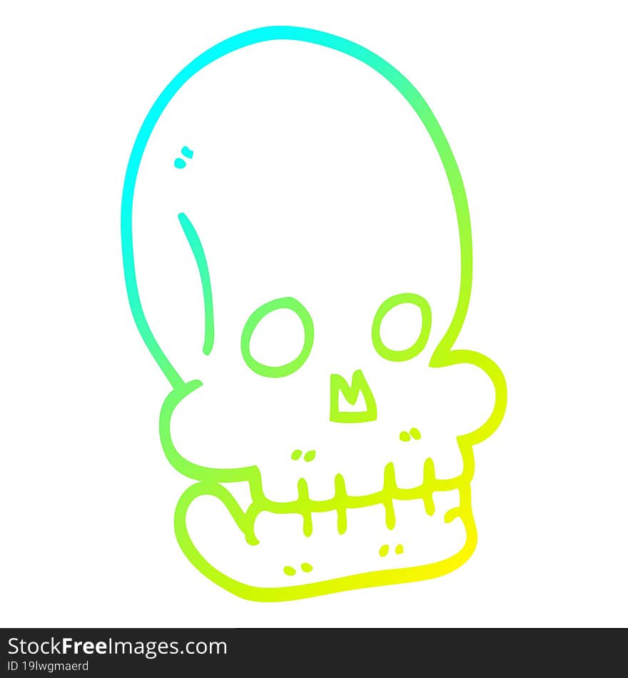 cold gradient line drawing cartoon funny skull