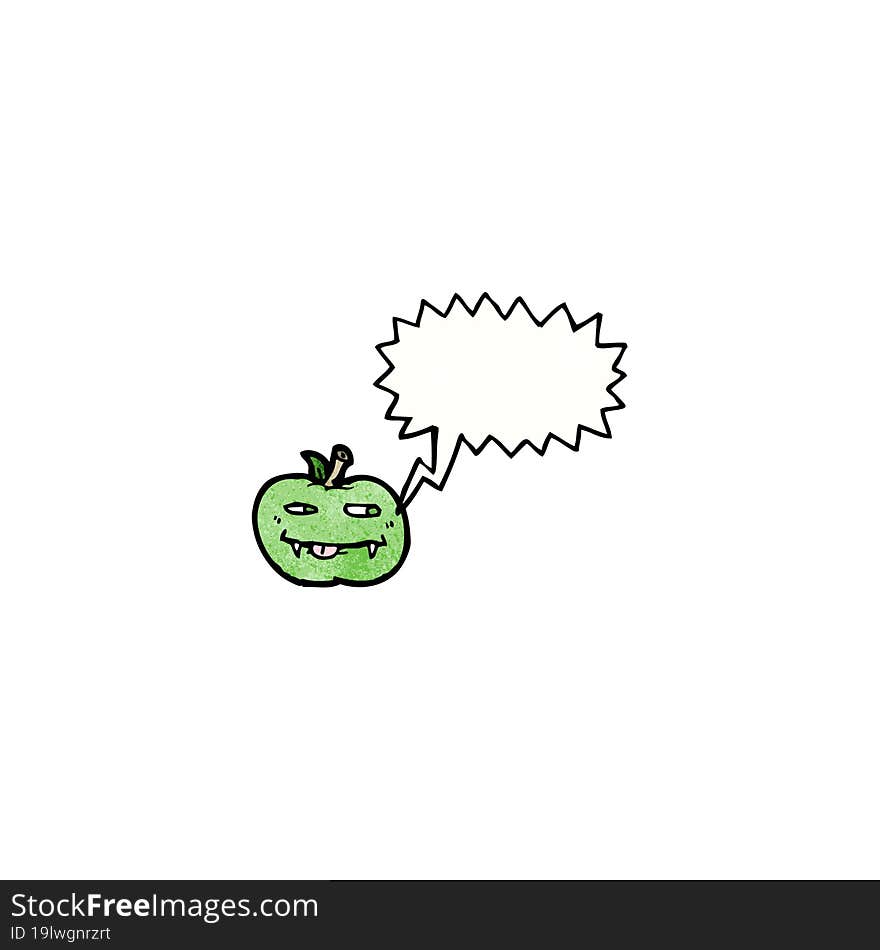 cartoon apple with speech bubble