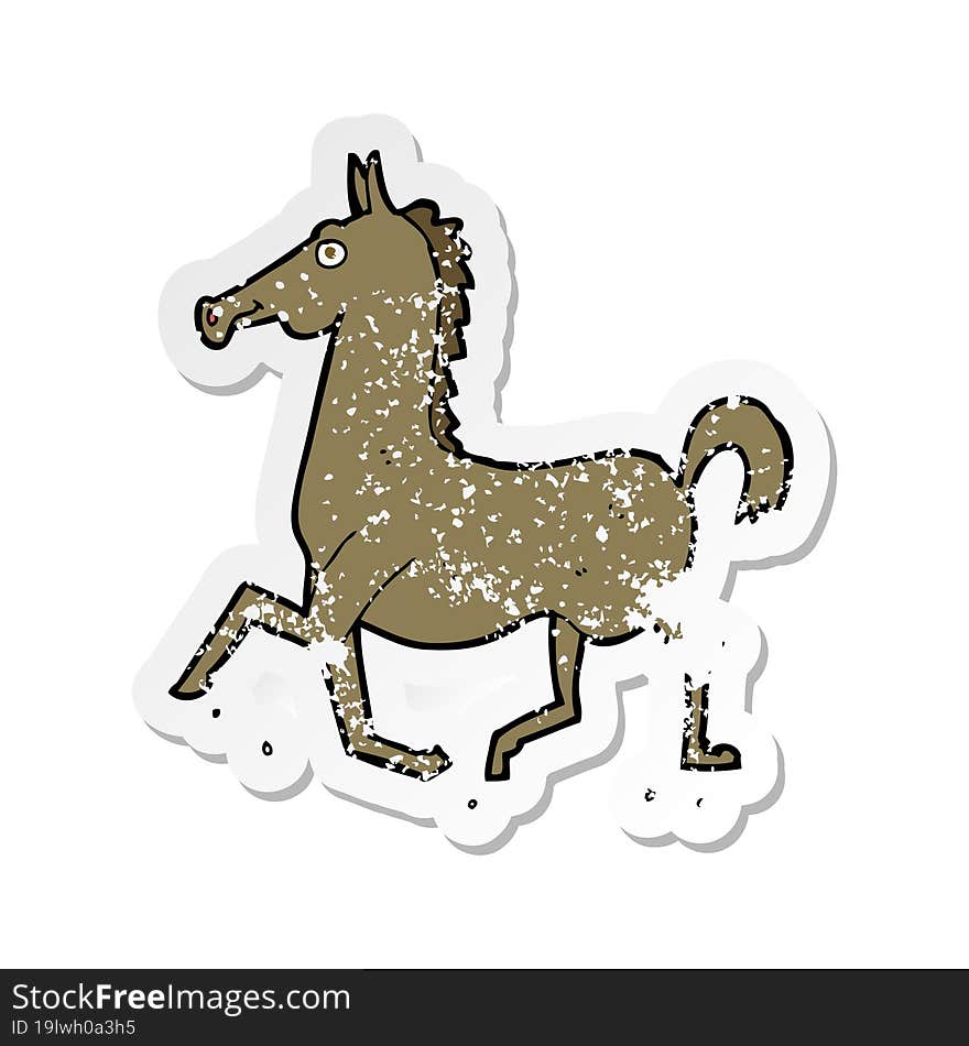 retro distressed sticker of a cartoon horse