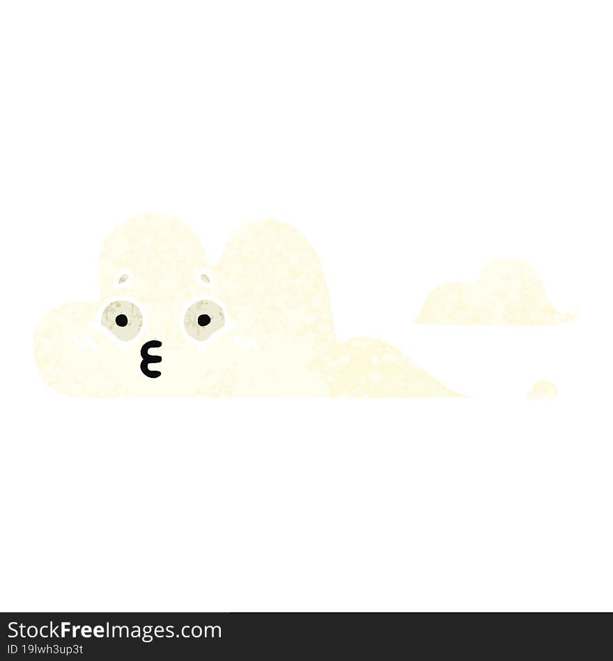 retro illustration style cartoon white cloud