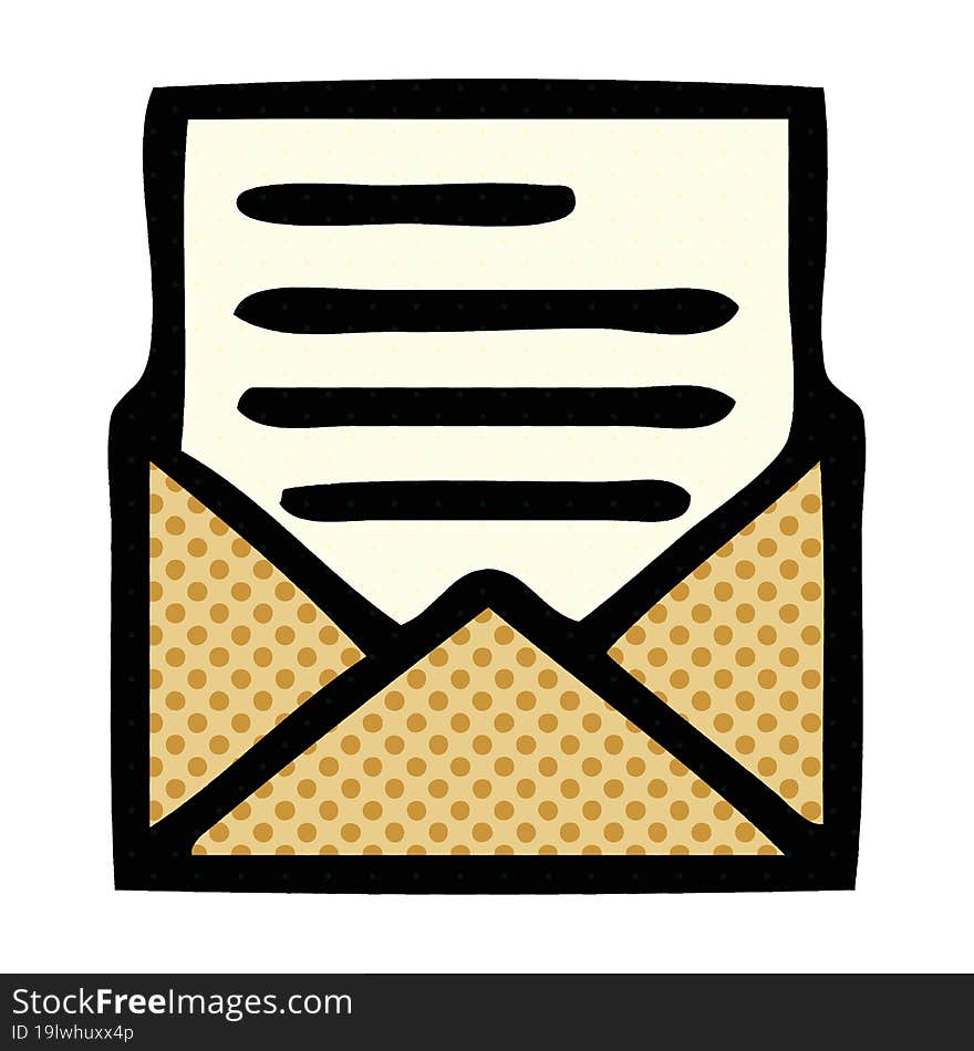 comic book style cartoon letter and envelope