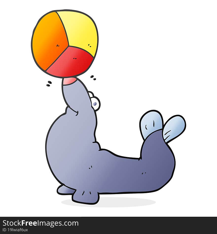 cartoon seal balancing ball