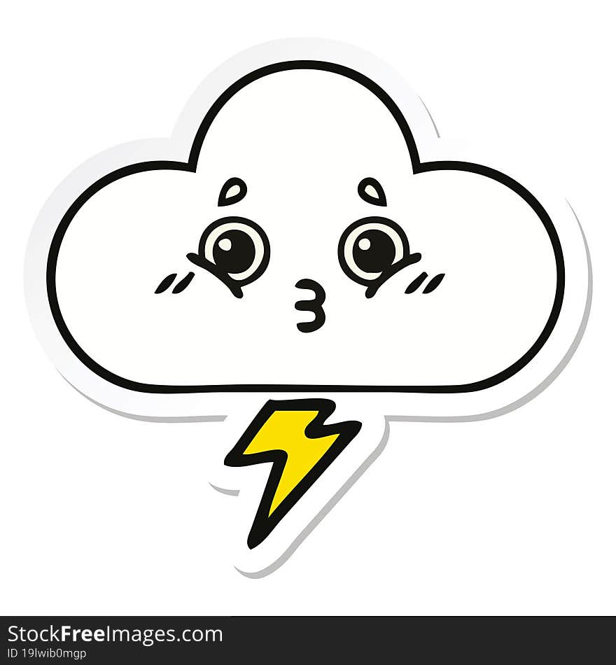 sticker of a cute cartoon storm cloud