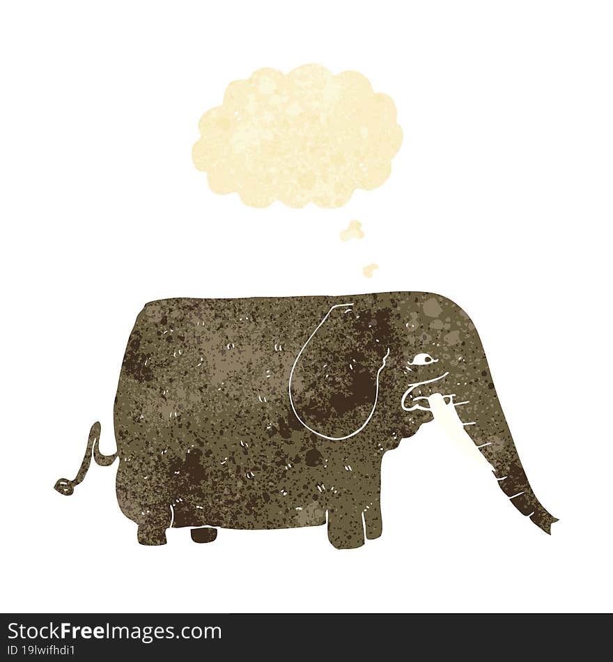 cartoon mammoth with thought bubble