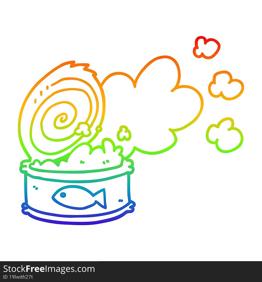 rainbow gradient line drawing cartoon smelly can of fish