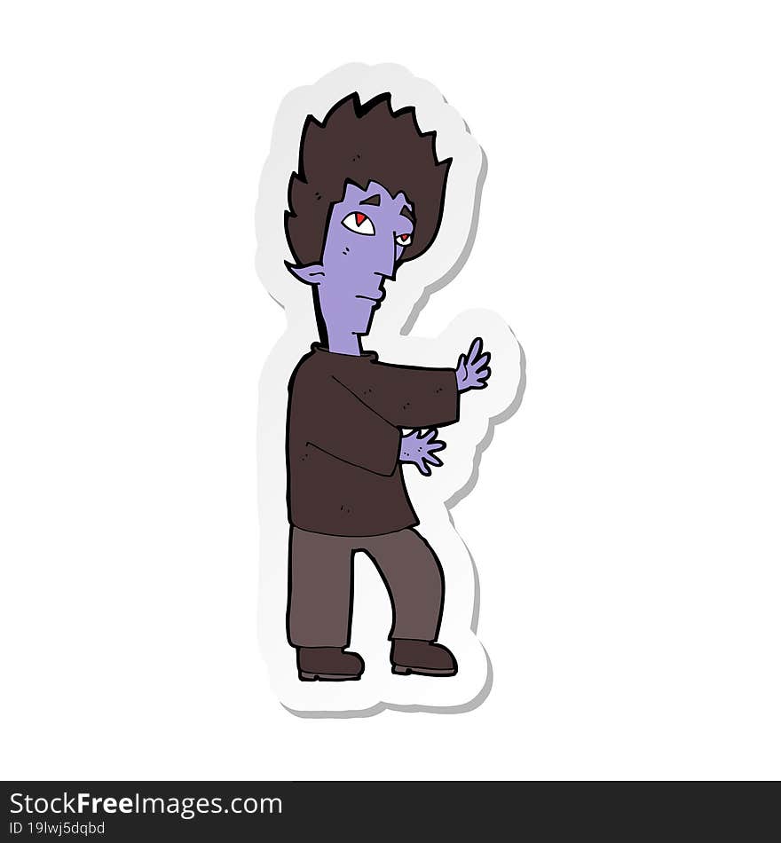 sticker of a cartoon vampire