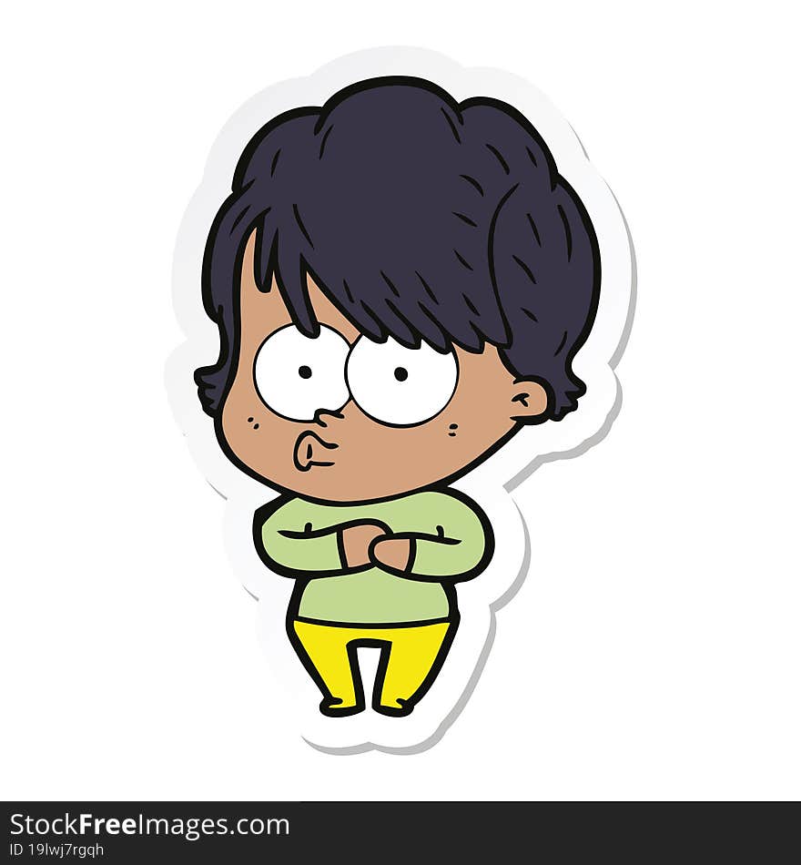 sticker of a cartoon woman