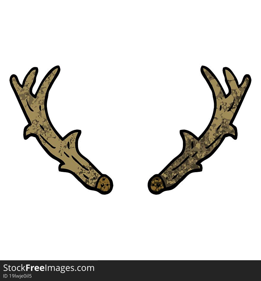 Grunge Textured Illustration Cartoon Antlers