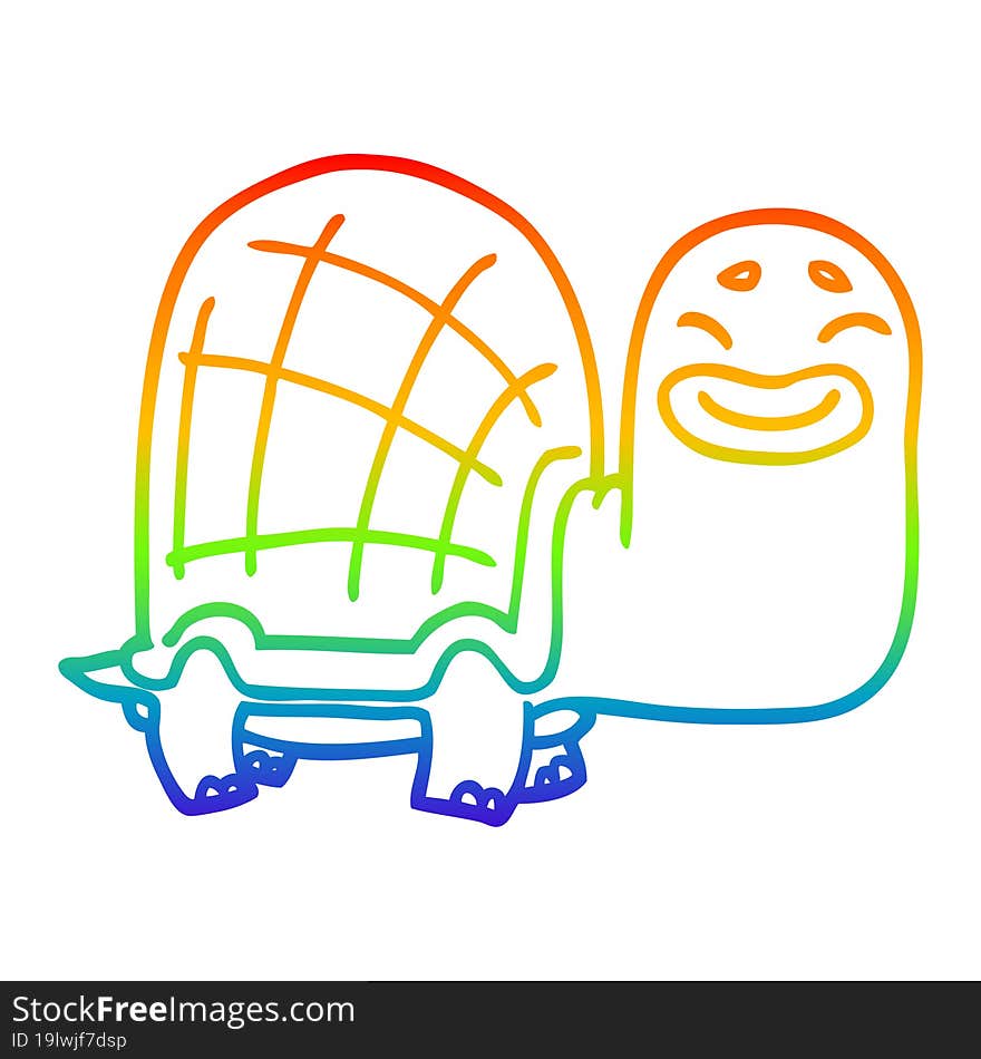 rainbow gradient line drawing cartoon happy turtle