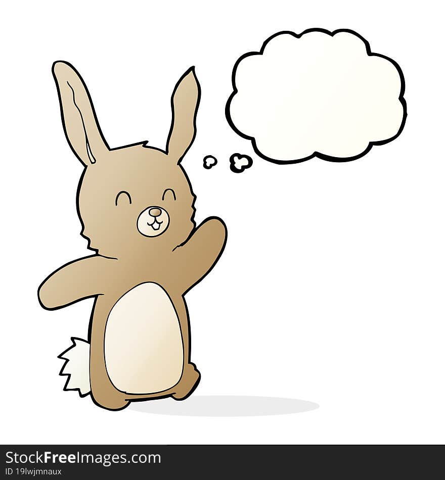 cartoon happy rabbit with thought bubble