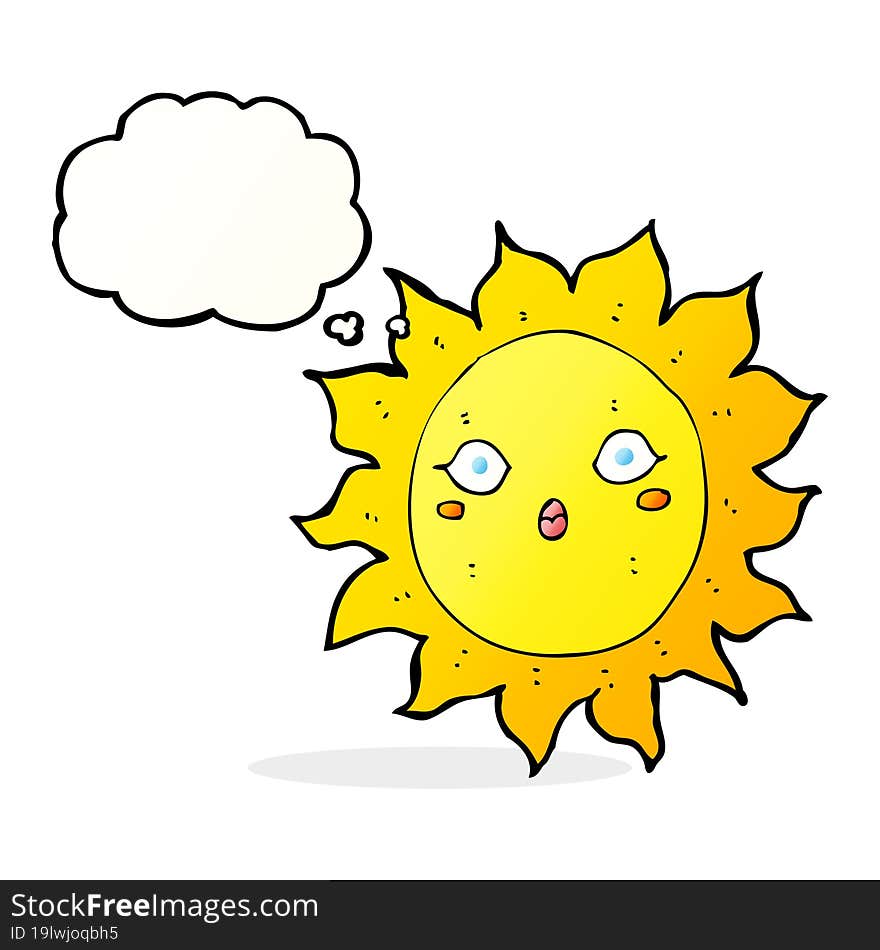 cartoon sun with thought bubble