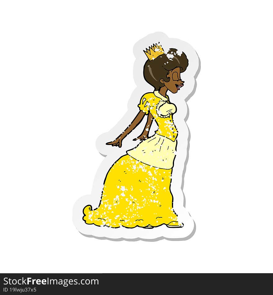 retro distressed sticker of a cartoon princess