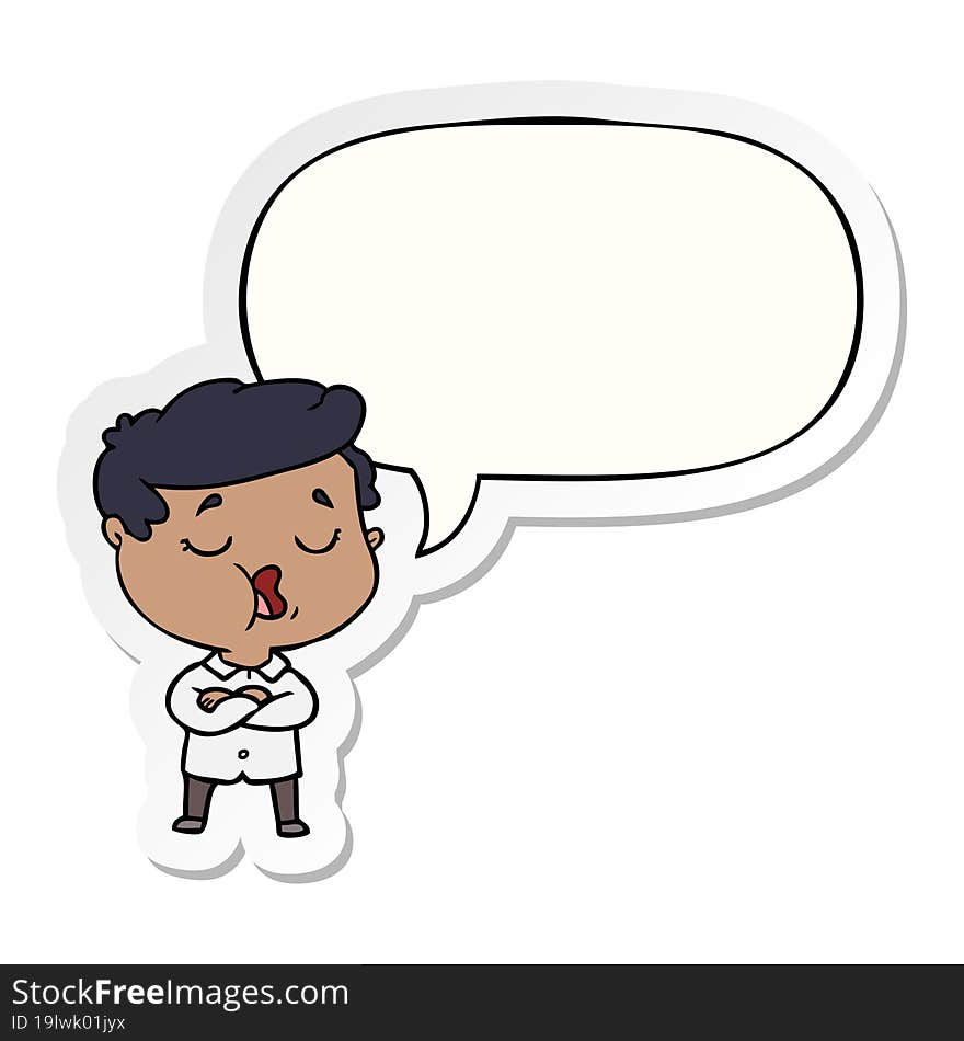 cartoon man talking with speech bubble sticker