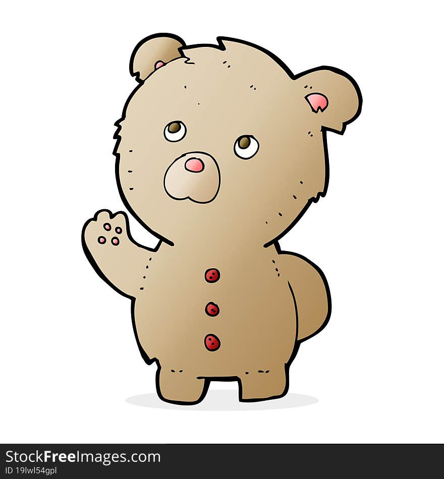 cartoon waving teddy bear