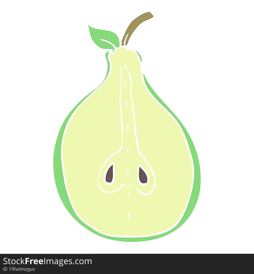 Flat Color Illustration Of A Cartoon Pear