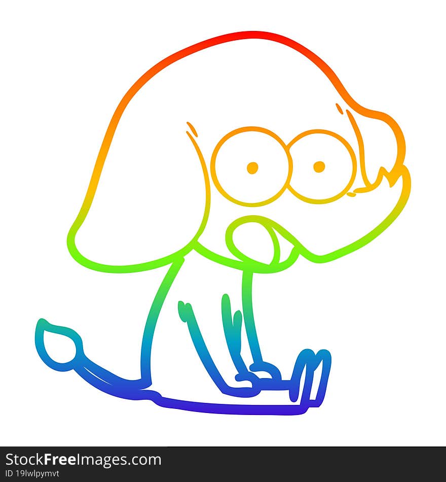 rainbow gradient line drawing cute cartoon elephant