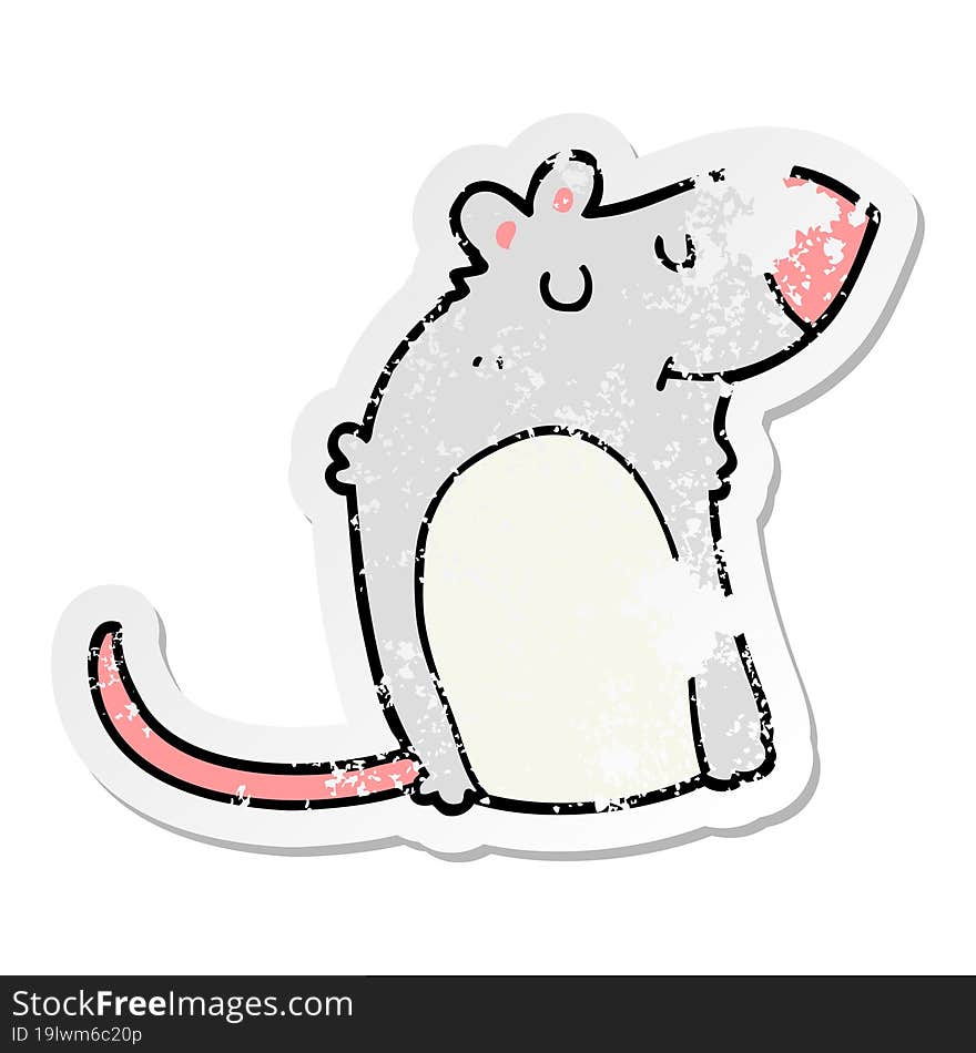 distressed sticker of a cartoon fat rat