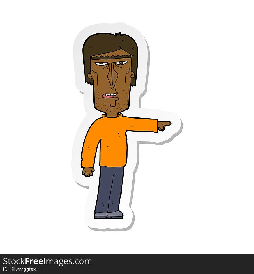 sticker of a cartoon pointing man