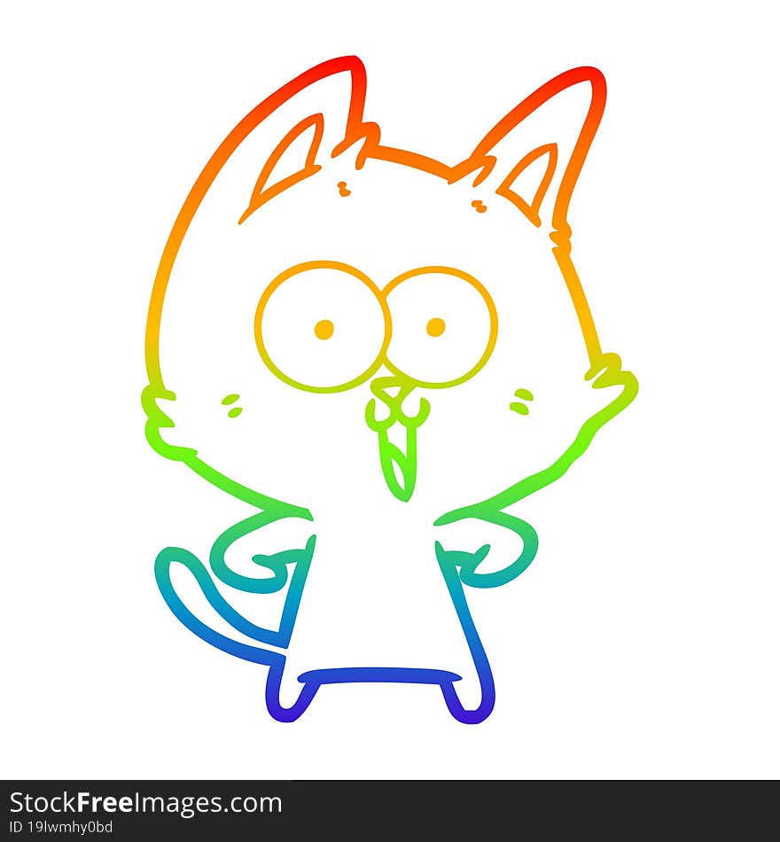 rainbow gradient line drawing funny cartoon cat