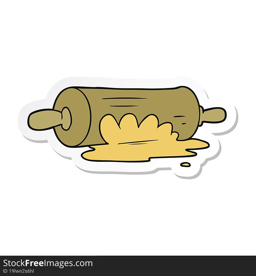 sticker of a cartoon rolling pin