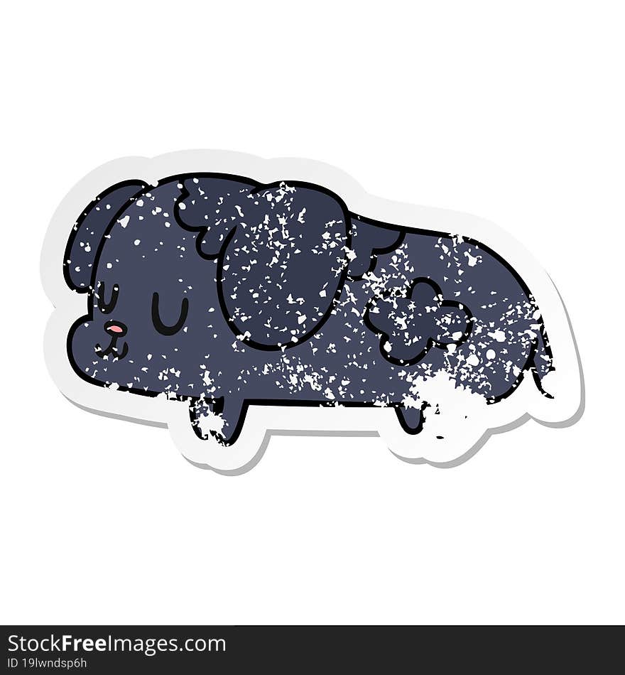 distressed sticker cartoon kawaii of a cute dog