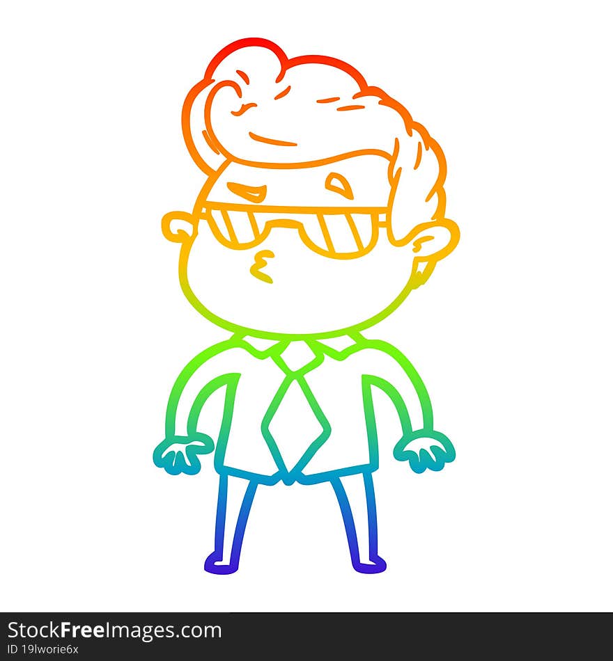 rainbow gradient line drawing cartoon cool guy