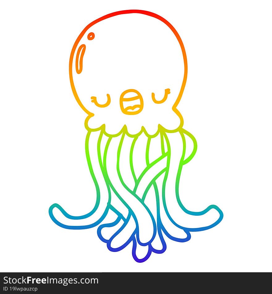 rainbow gradient line drawing cartoon jellyfish