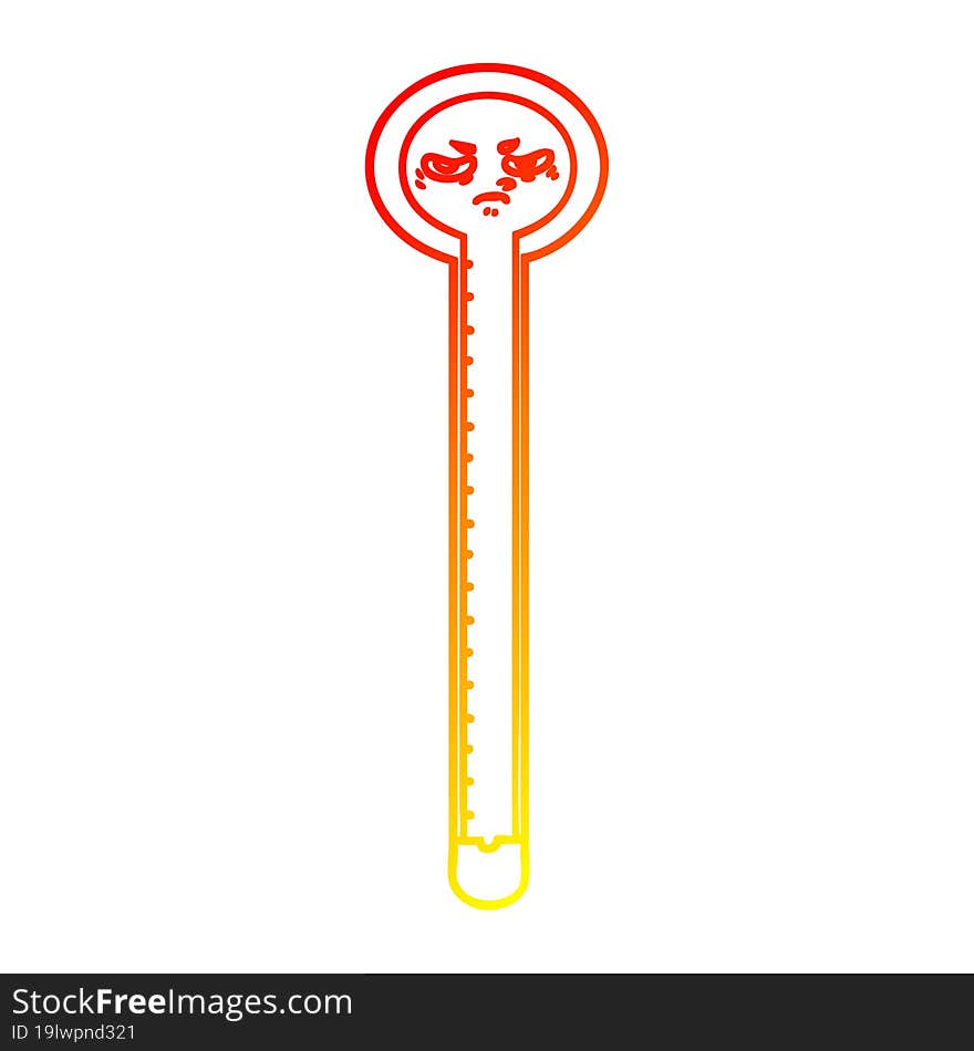 warm gradient line drawing cartoon thermometer