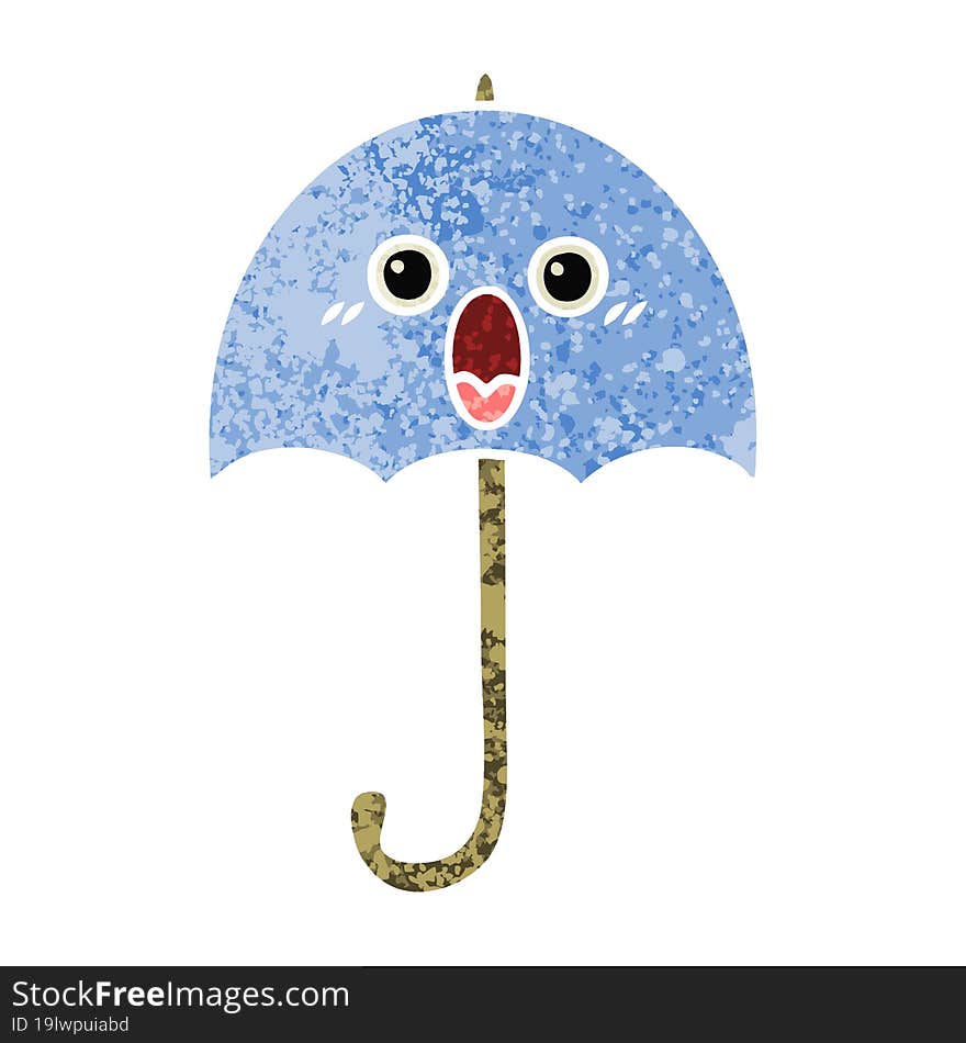 retro illustration style cartoon umbrella