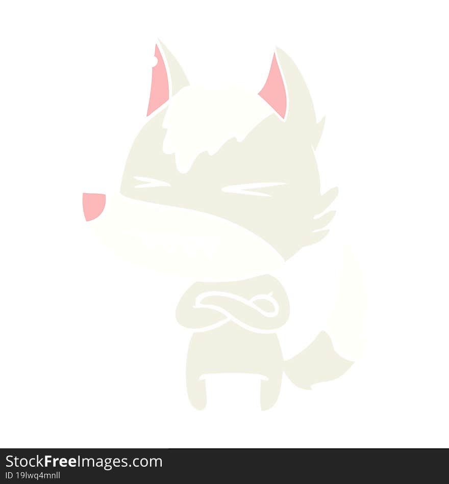 angry wolf flat color style cartoon