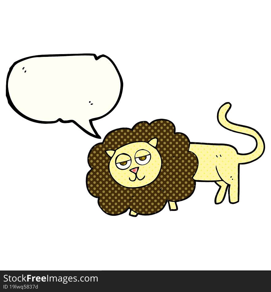 freehand drawn comic book speech bubble cartoon lion