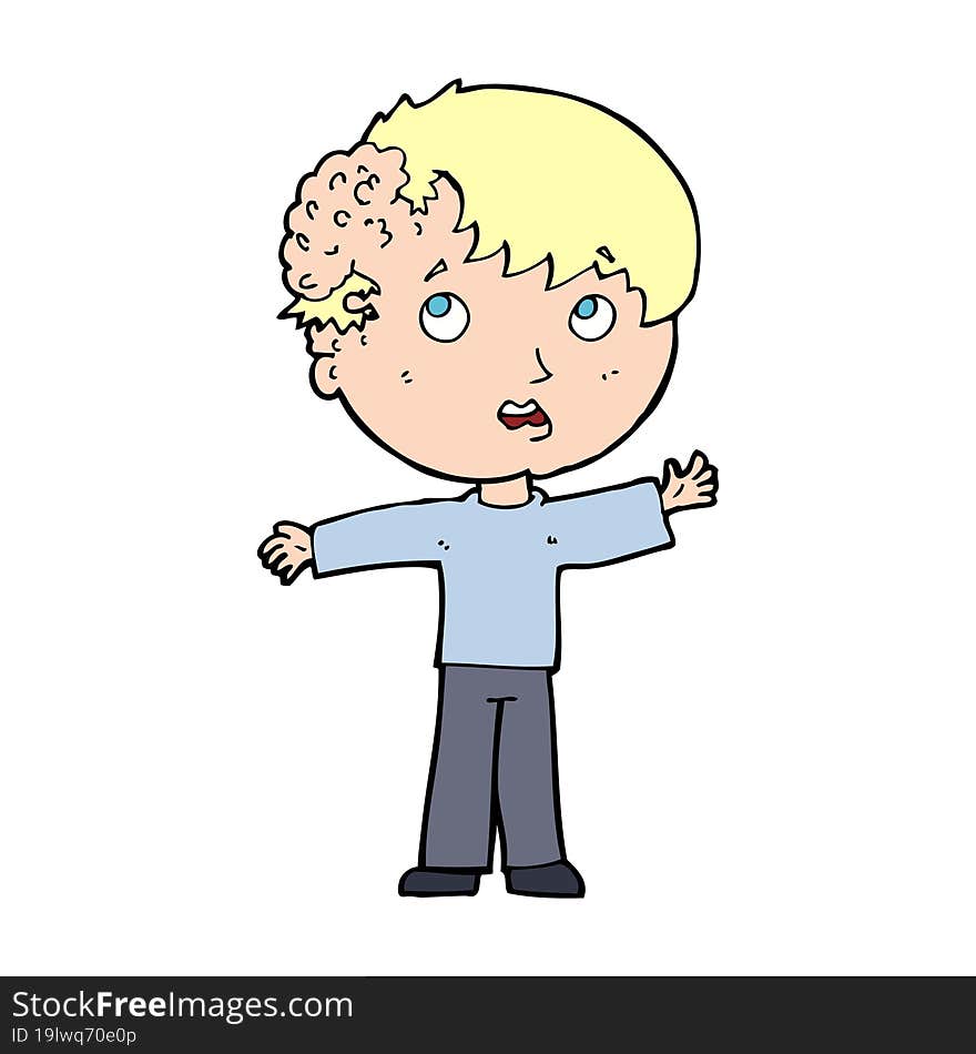 cartoon boy with growth on head