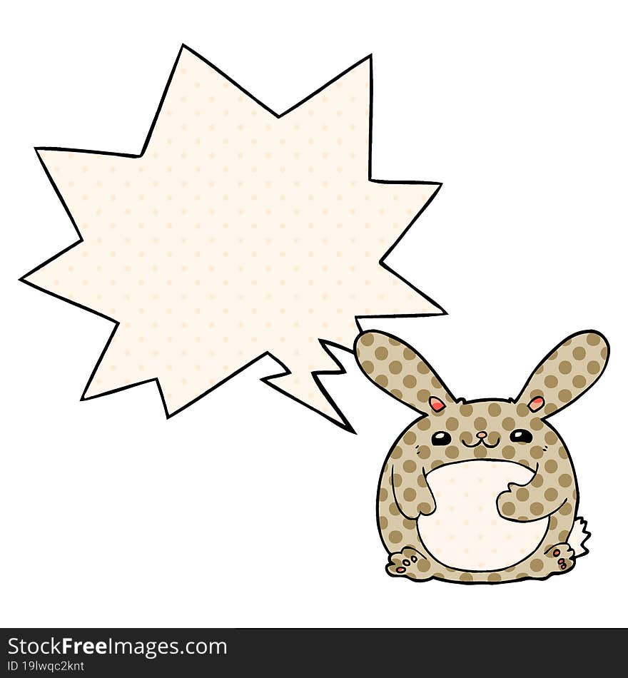 cartoon rabbit with speech bubble in comic book style