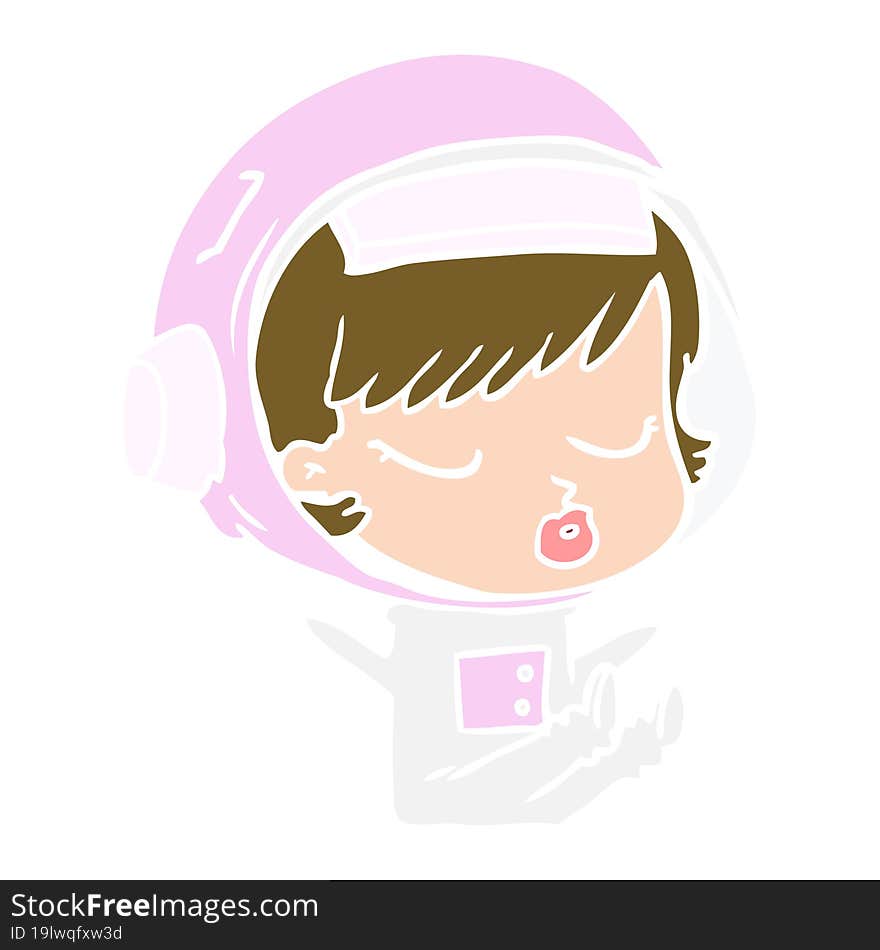 flat color style cartoon pretty astronaut girl