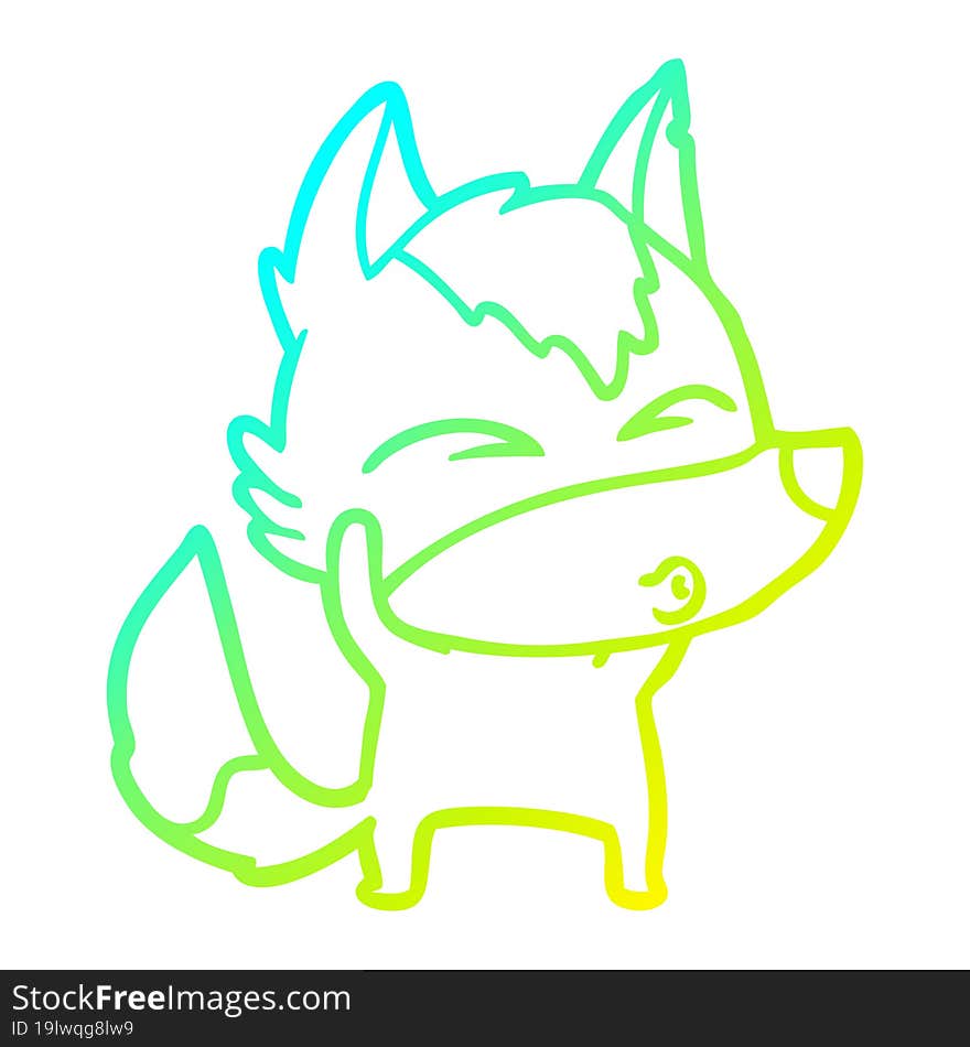 cold gradient line drawing cartoon wolf whistling