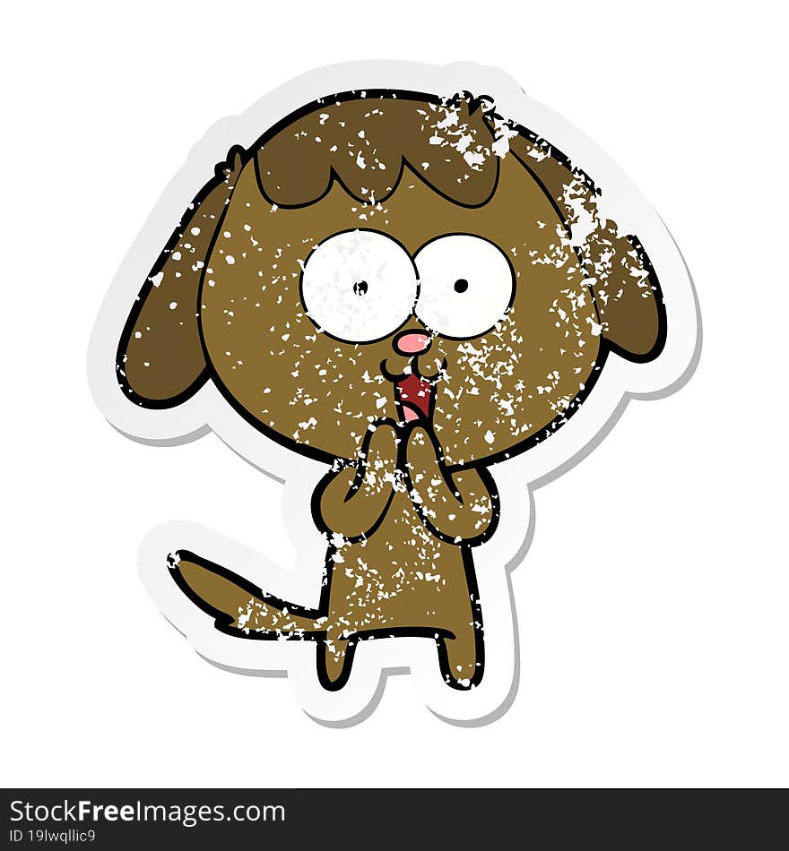 distressed sticker of a cute cartoon dog