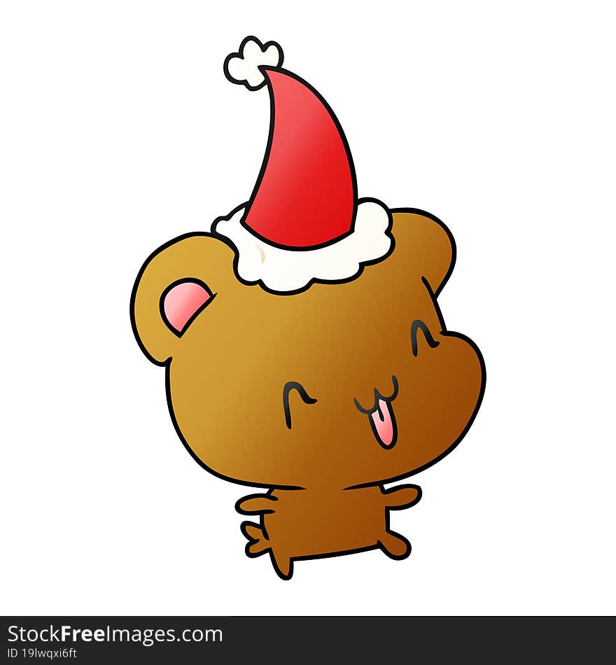 hand drawn christmas gradient cartoon of kawaii bear