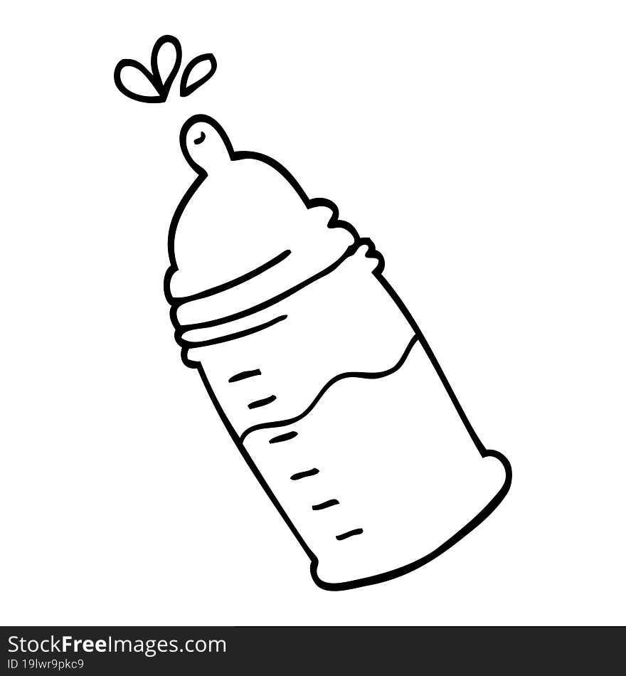 line drawing cartoon baby bottle